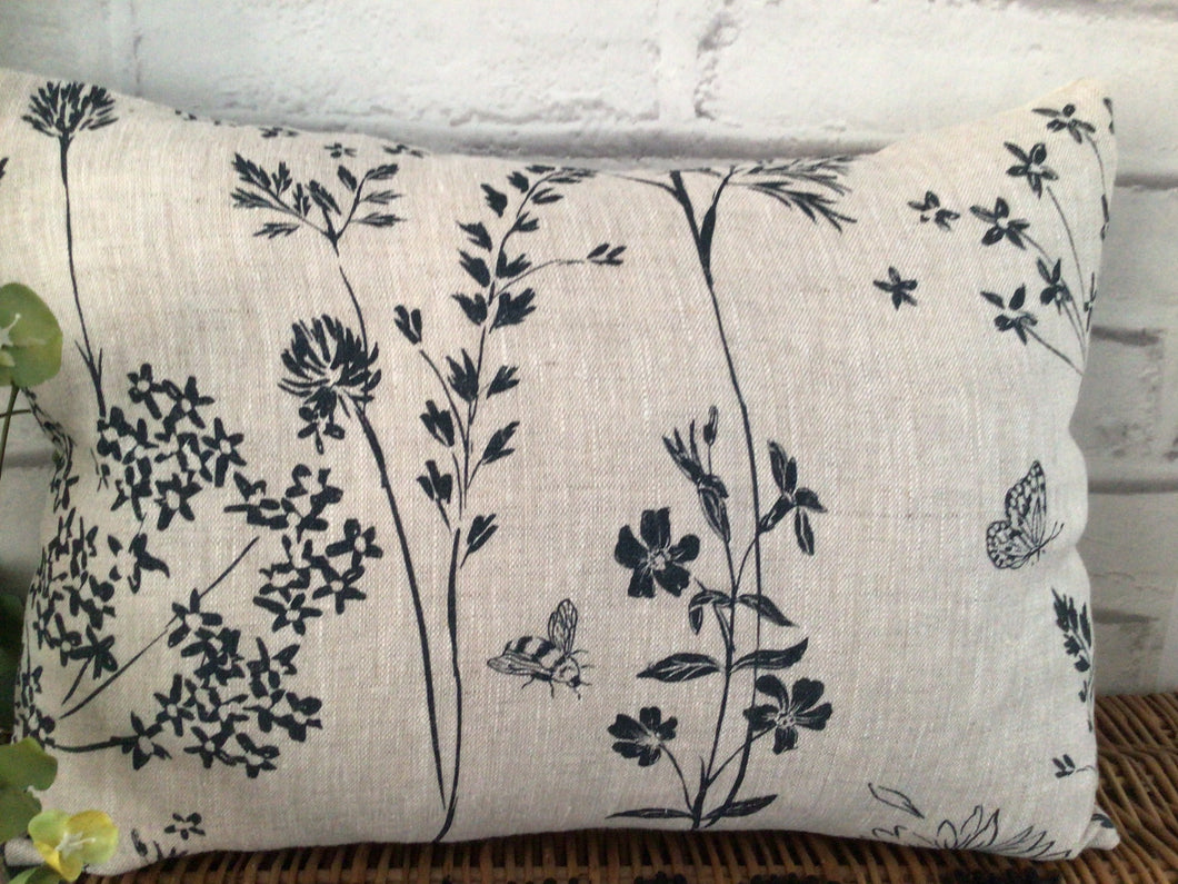 Cushion Cover - Peony and Sage - Summer Meadow Blue Bee - 30cm x 40cm