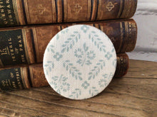 Load image into Gallery viewer, Pocket Mirror - Peony and Sage - Lucille Duck Egg Blue on cream linen
