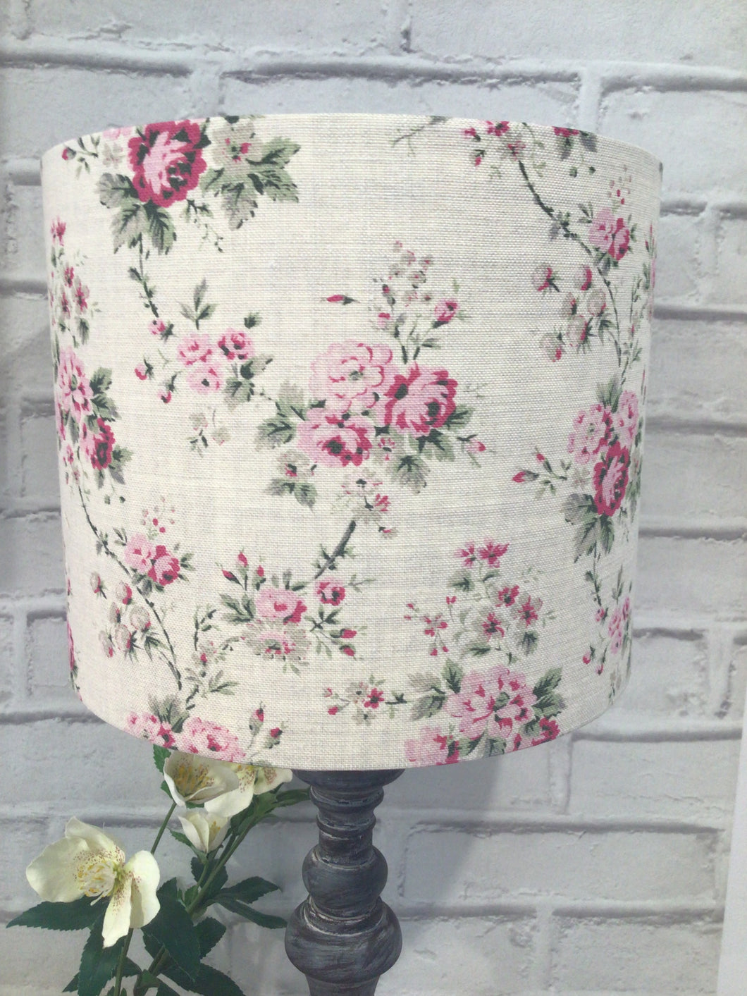 Lampshade - Olive and Daisy Country Roses - 25cm drum lampshade
