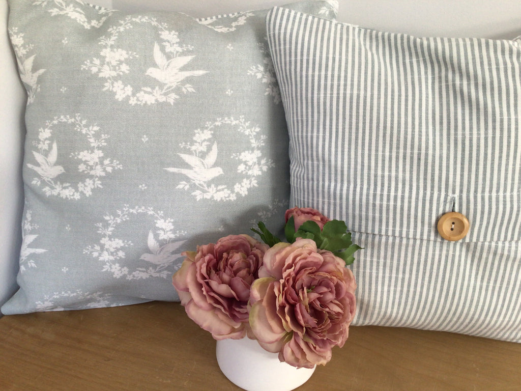 Cushion Cover - Peony and Sage Birdsong Seamist - 32cmx32cm