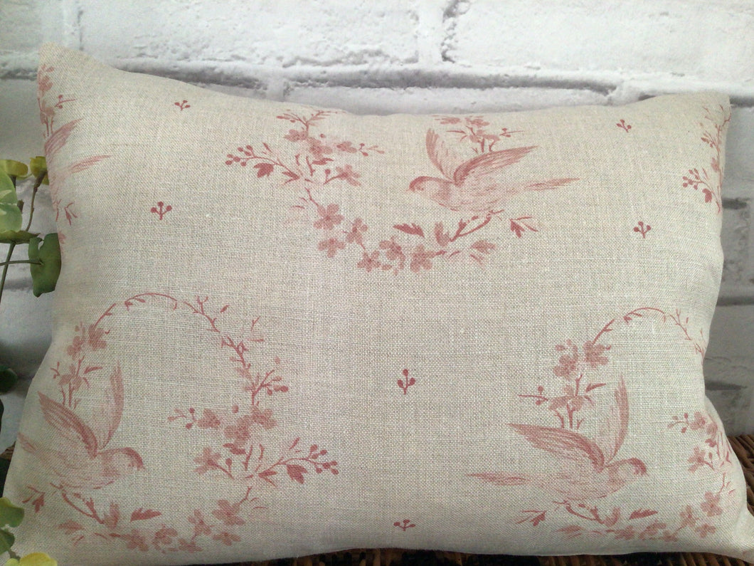 Cushion Cover - Peony and Sage Birdsong Antique reds - 30cm x 40cm