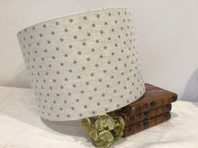 Load image into Gallery viewer, Lampshade - Olive and Daisy spotty in totally baltic - 30cm drum
