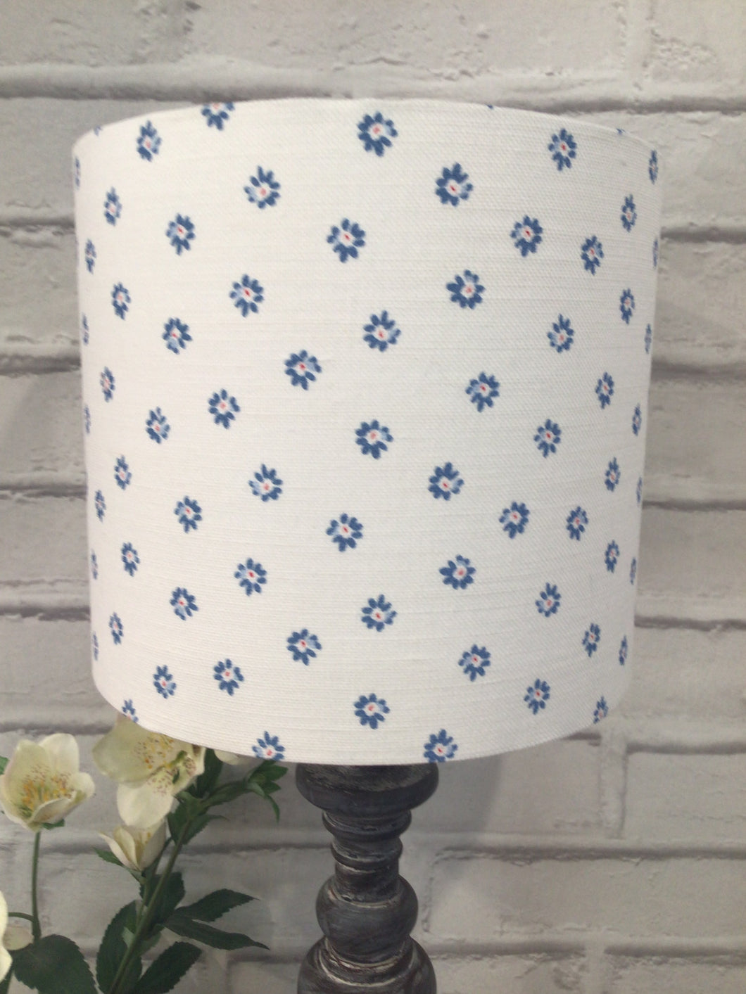 Lampshade - Olive and Daisy Ditsy Fleur Lapis Blue - 25cm drum