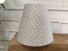 Load image into Gallery viewer, Candle Clip Lampshade - Peony and Sage Dots Seamist in cream linen
