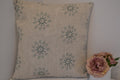 Cushion Cover - Peony and Sage Litik Teak on Dune linen - 36cm x 36 cm