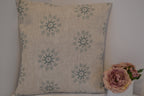 Cushion Cover - Peony and Sage Litik Teak on Dune linen - 36cm x 36 cm
