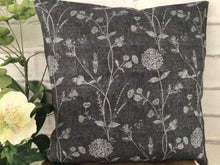 Load image into Gallery viewer, Cushion Cover - Peony and Sage Walled Garden charcoal - 32cm x 32 cm
