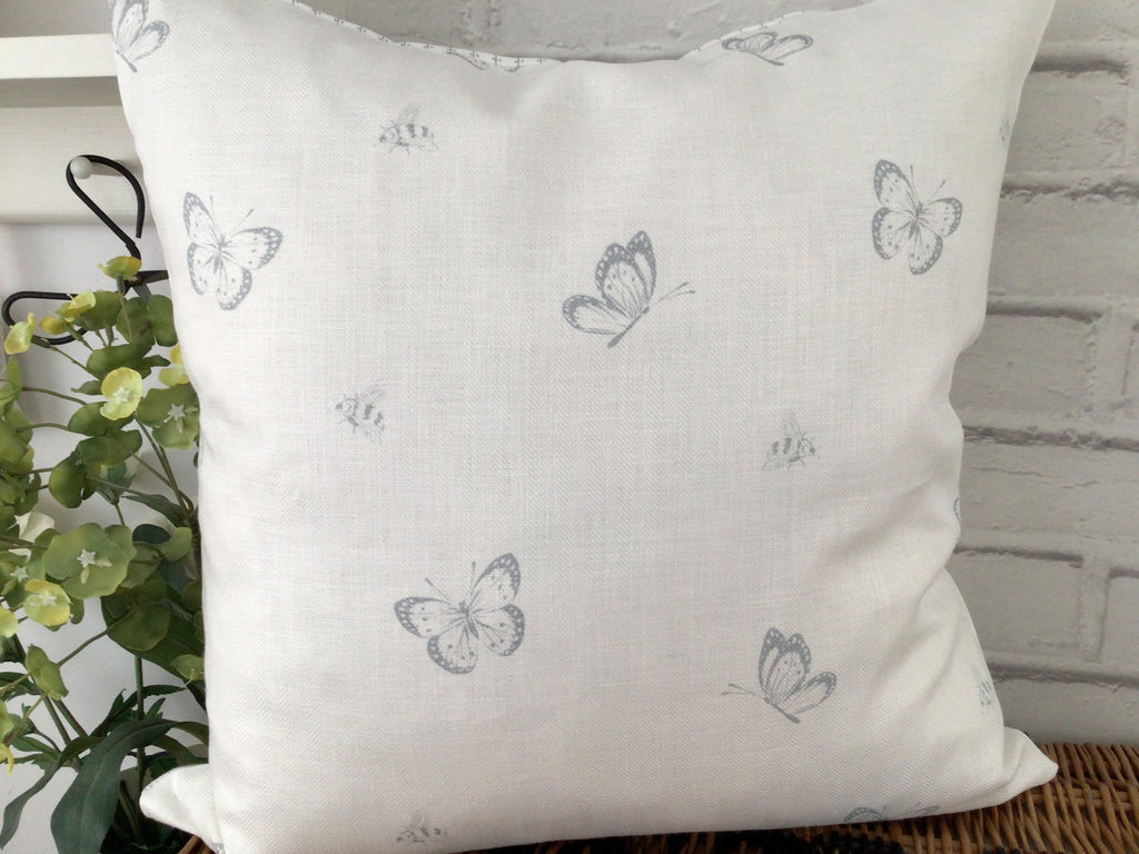 Cushion Cover - Peony & Sage - Bee & Butterfly linen 45cm