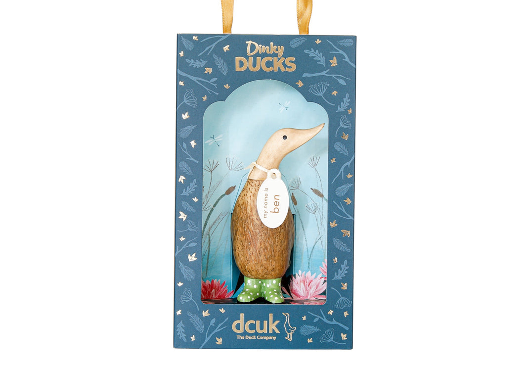 DCUK - Dinky Ducks - Green spotty wellies