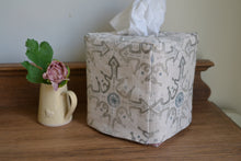 Load image into Gallery viewer, Tissue Box cover - Olive and Daisy Etta Steel linen
