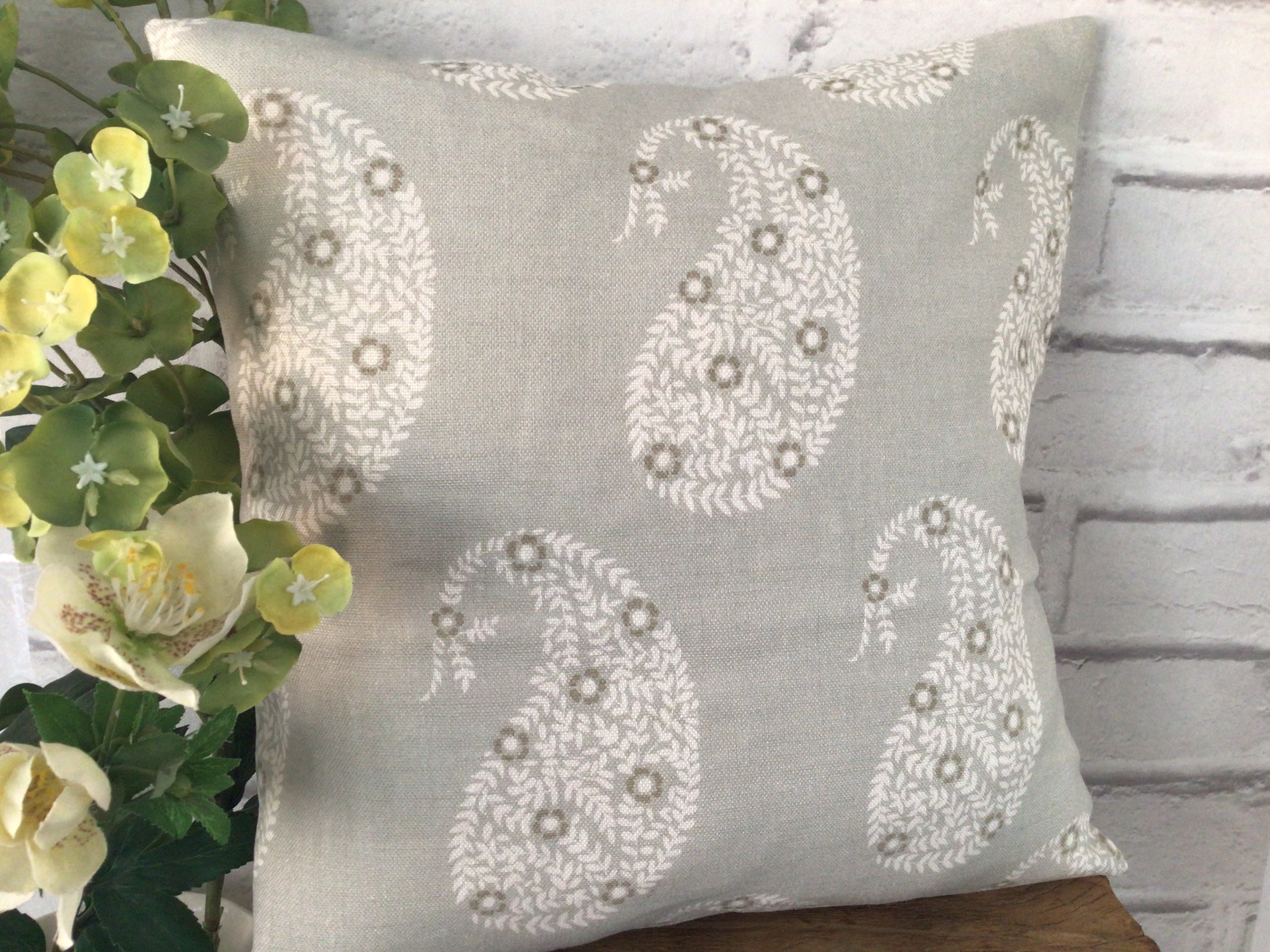 Cushion Cover - Peony and Sage Kashmir Gustavian grey- 32cm x 32cm