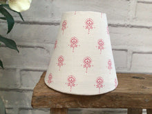 Load image into Gallery viewer, Candle Clip Lampshade - Peony and Sage - Ottillie Pink on cream linen
