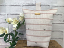 Load image into Gallery viewer, Weighted Doorstop - Peony and Sage - Mulberry Pink and Grey Stripe
