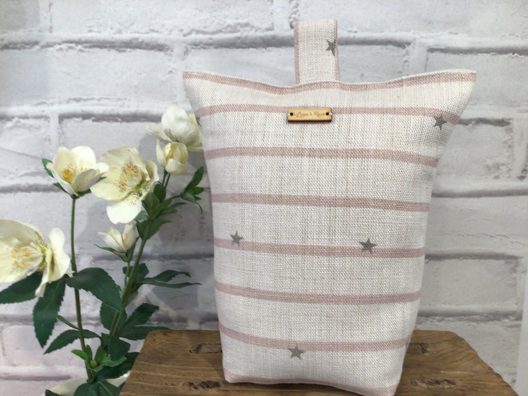 Weighted Doorstop - Peony and Sage - Mulberry Pink and Grey Stripe