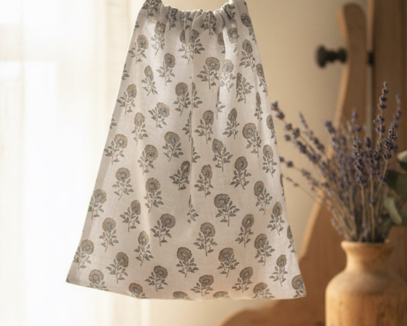 Toiletry Bag - Peony and Sage Anali linen bag