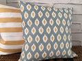 Cushion Cover - Peony & Sage - Ida and stripe blue and hay - 32cm x 32cm