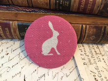 Load image into Gallery viewer, Pocket Mirror - Peony and Sage - Mini Pink Hare linen
