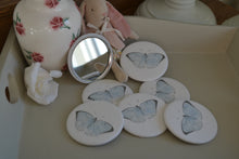 Load image into Gallery viewer, Pocket Mirror - Peony and Sage - Blue Butterfly linen

