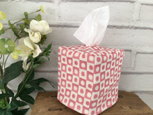 Load image into Gallery viewer, Tissue Box cover - Olive and Daisy starry Nights Raspberry linen
