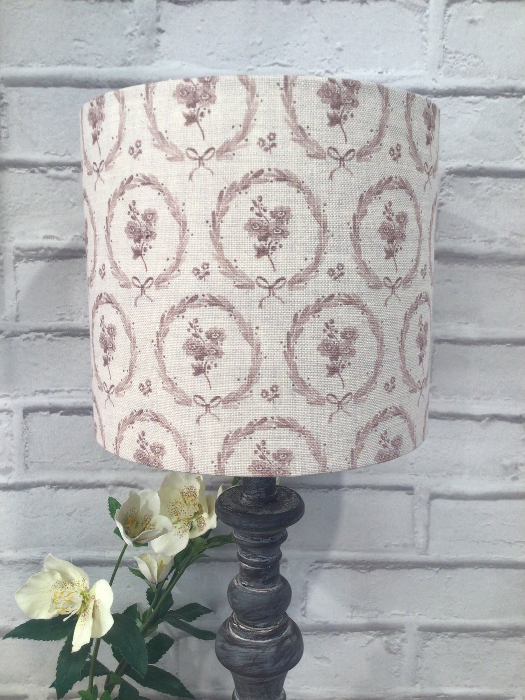 Lampshade - Olive and Daisy Peony Mulberry Brita Wreath - 20cm drum