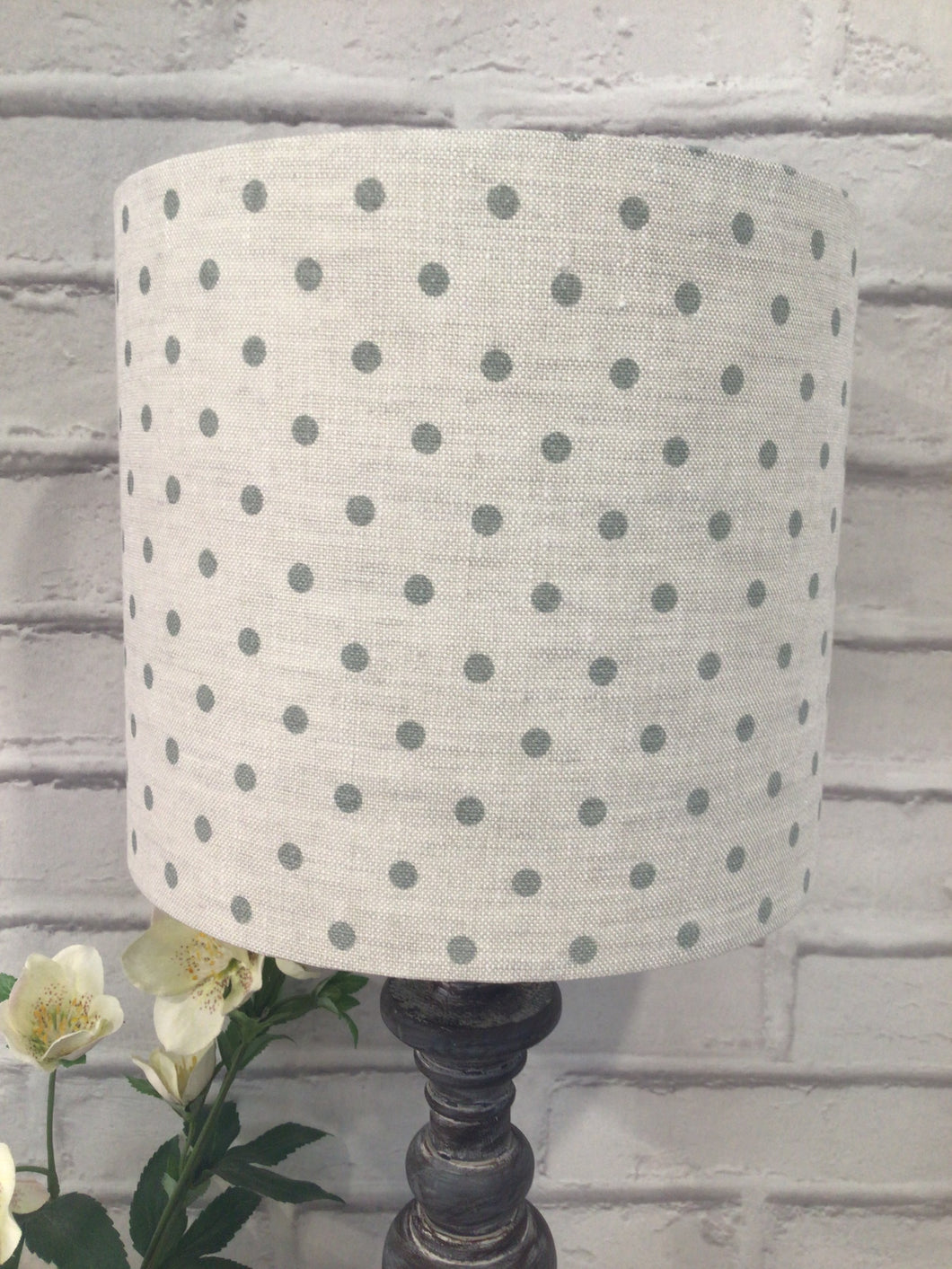 Lampshade - Olive and Daisy dotty - 20cm drum