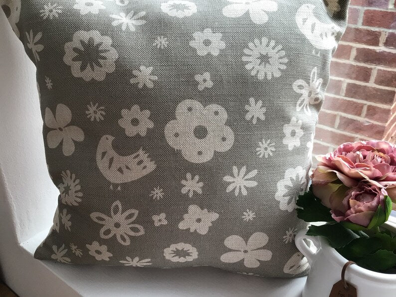 Cushion Cover - Olive and Daisy Freya Linen in Grey - 32cm x 32cm